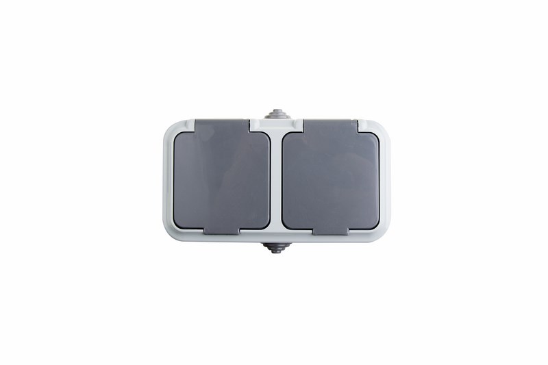 Розетка штепсельная двухместная влагозащищенная для открытой установки ...