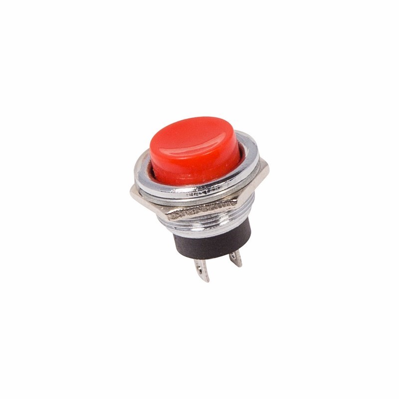 Выключатель-кнопка  металл 220V 2А (2с) (ON)-OFF  Ø16.2  красная  (RWD-306)  REXANT (в упак. 1шт.)
