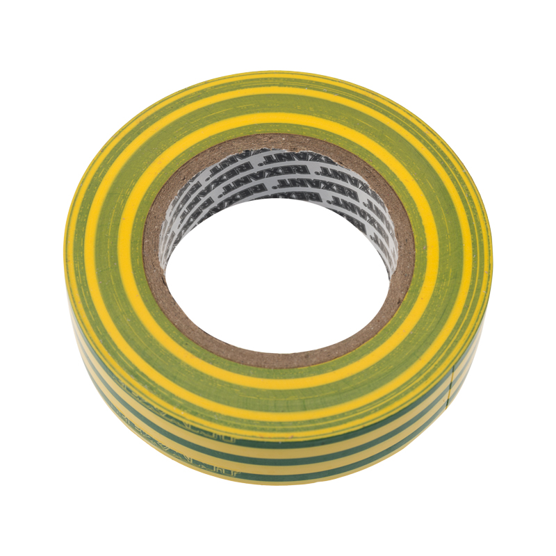 Изолента ПВХ REXANT 19 мм х 25 м, желто-зеленая, упаковка 5 роликов
