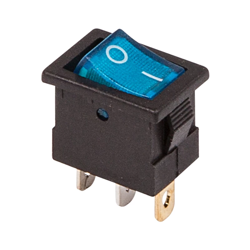 Выключатель клавишный 12V 15А (3с) ON-OFF синий  с подсветкой  Mini  (RWB-206-1, SC-768)  REXANT