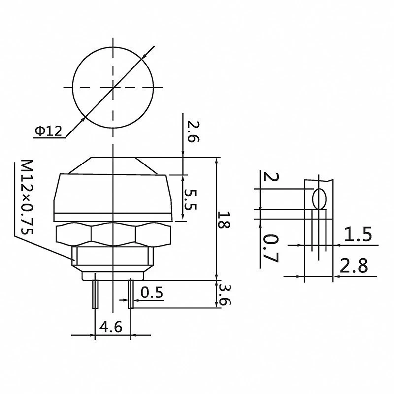 Выключатель-кнопка 250V 1А (2с) OFF-(ON) Б/Фикс красная Micro (PBS-33В) REXANT