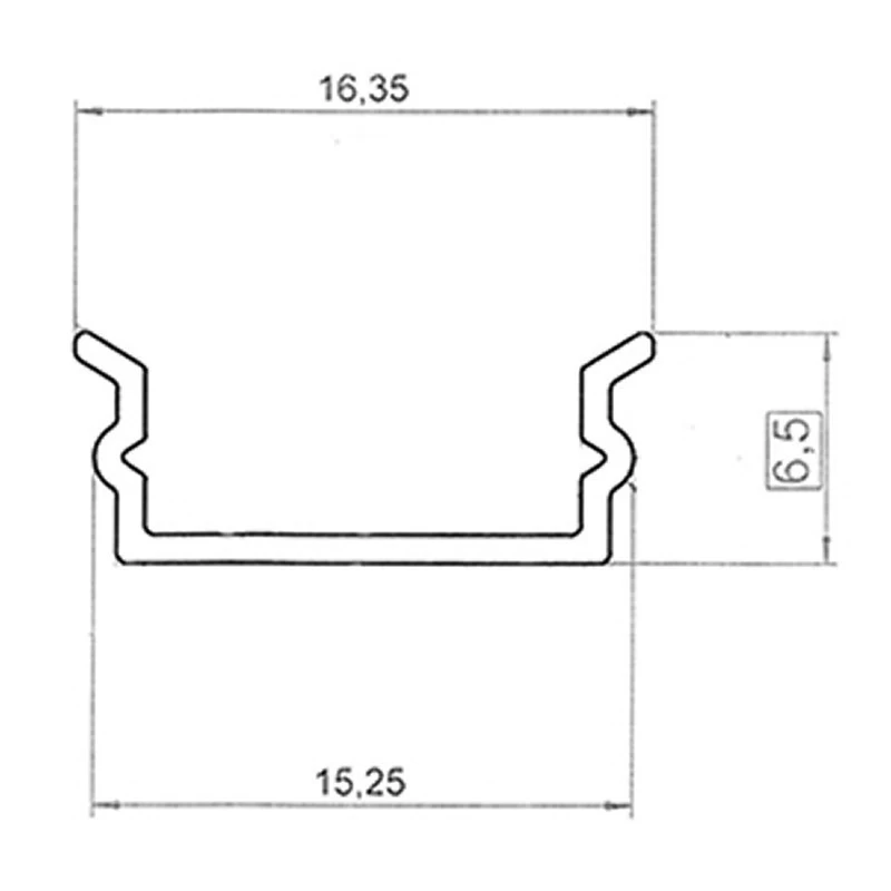 Профиль алюминиевый накладной 16х6 мм 2 м (заказывать отдельно рассеиватель 146-250, заглушки 146-249-1) REXANT