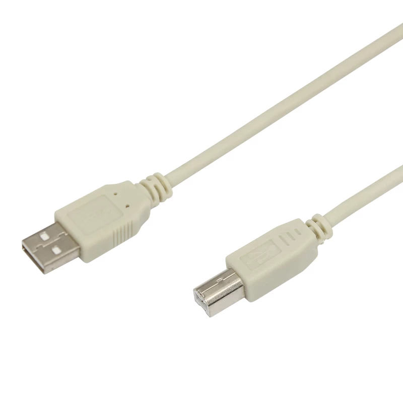 Кабель USB-А– USB-B, 2,4А, 1,8м, ПВХ, серый REXANT