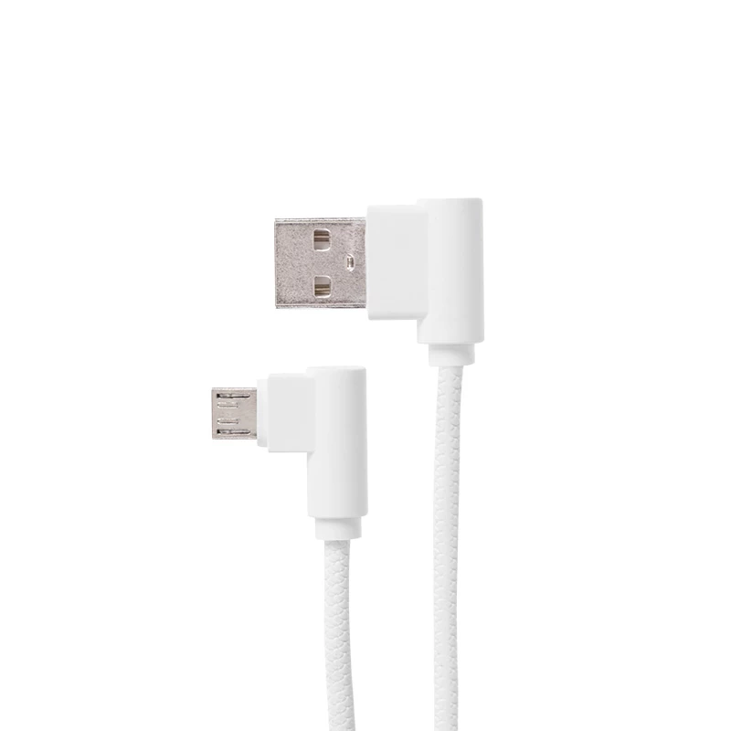 Кабель USB-A – micro USB, 0,5А, 1м, белый, шнур soft touch, угловые разъемы REXANT