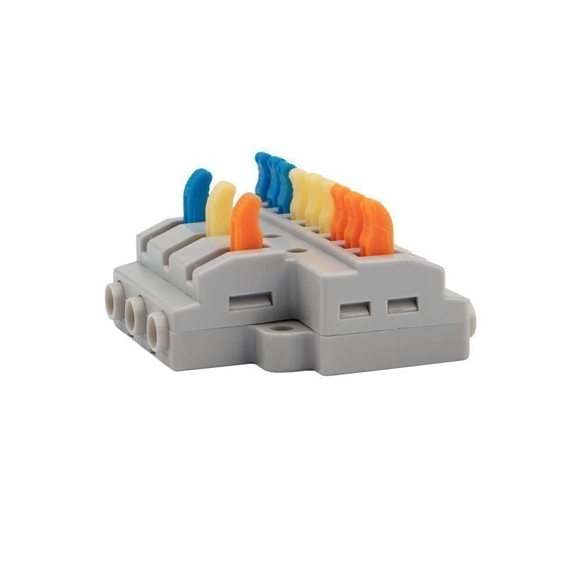 Клемма СМК 3х3 проходная разветвительная 3 полюса, с монтажной площадкой (1 ввод, 3 вывода на полюс), (4 шт/уп) REXANT