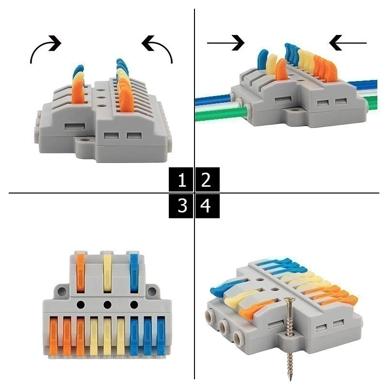 Клемма СМК 3х3 проходная разветвительная 3 полюса, с монтажной площадкой (1 ввод, 3 вывода на полюс), (4 шт/уп) REXANT