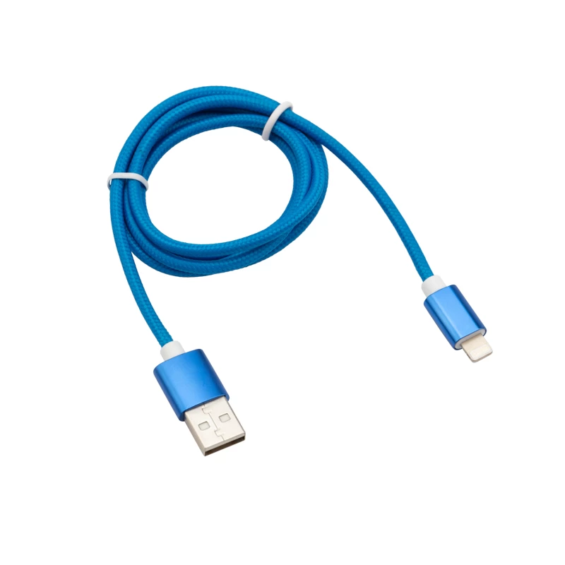 Кабель USB-A – Lightning для Apple, 2,4A 1м, в синей нейлоновой оплетке REXANT