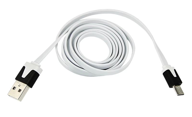 Кабель USB-A – micro USB, 2,4А, 1м, белый, плоский REXANT