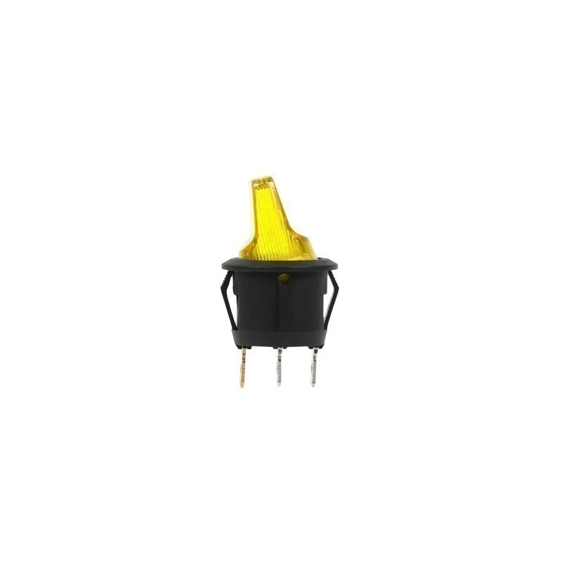 Выключатель клавишный круглый 12V 16А (3с) ON-OFF желтый с подсветкой (RWB-224, SС-214) REXANT