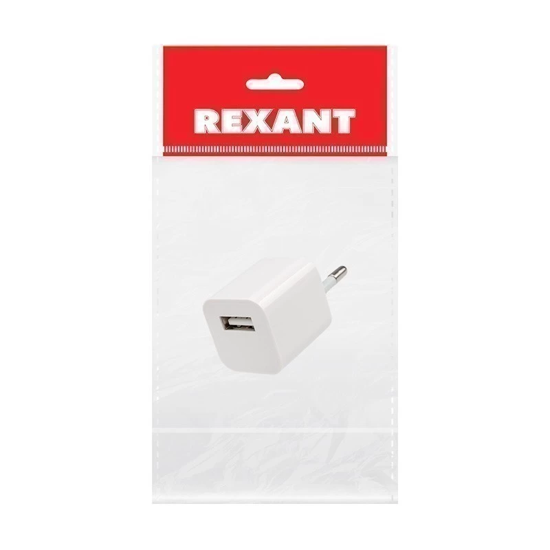 Сетевое зарядное устройство «Квадрат» USB (СЗУ) (1000 mA) белое REXANT