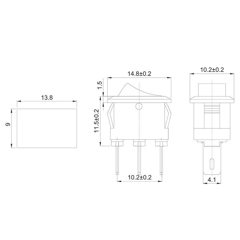Переключатель клавишный 250V 3А (3с) ON-ON красный Micro (RWB-102) REXANT