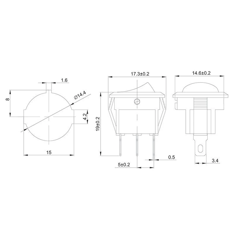 Выключатель клавишный круглый 250В 3А (3с) ON-OFF красный с подсветкой Micro REXANT