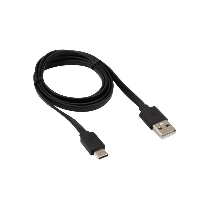 Кабель USB-A – Type-C, 2,4A, 1м, ПВХ, черный, плоский REXANT – купить оптом  в Москве по ценам производителя