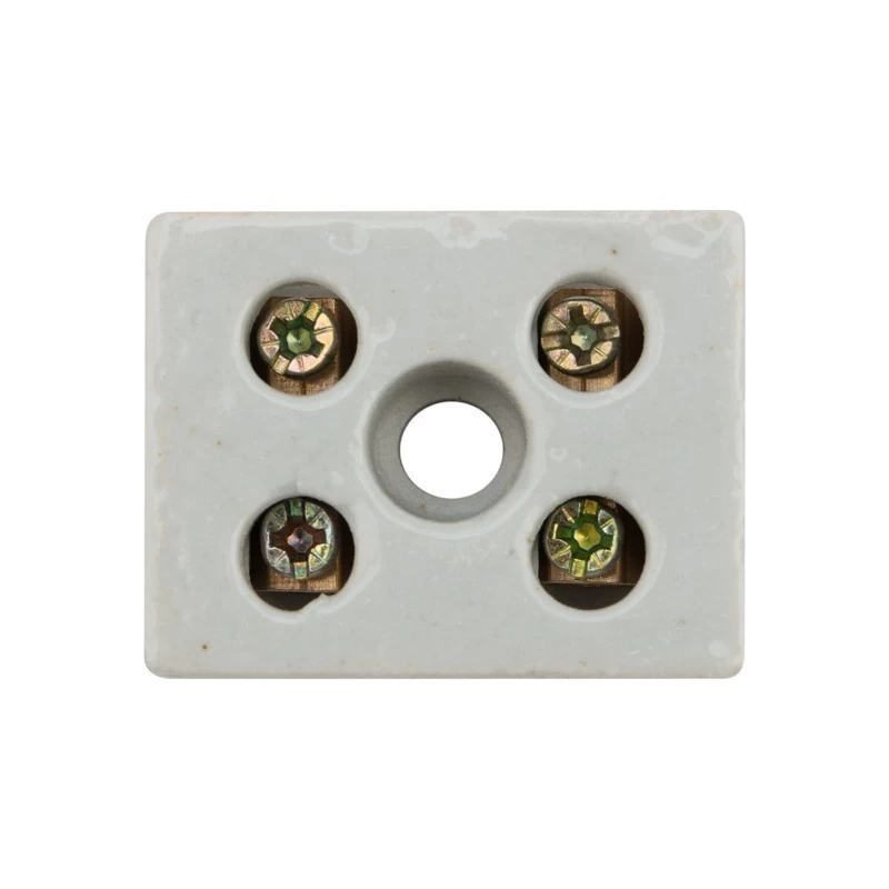 Клемма керамическая винтовая КВ 16 мм² 2 пары контактов с крепежным отверстием (50 шт./уп.) REXANT