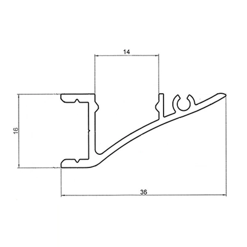 Профиль алюминиевый для стен 36х16 мм 2 м (заказывать отдельно рассеиватель 146-250, заглушки 146-247-1, 146-247-2) REXANT