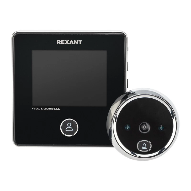 Видеоглазок дверной REXANT (DV-113) с цветным LCD-дисплеем 2.8" с функцией звонка и записи фото, встроенный аккумулятор