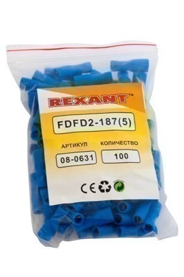 Клемма плоская полностью изолированная РППи-м 2.5-(4.8)/РпИмп 2-5-0,8 гнездо 5.6 мм 1.5-2.5 мм² REXANT