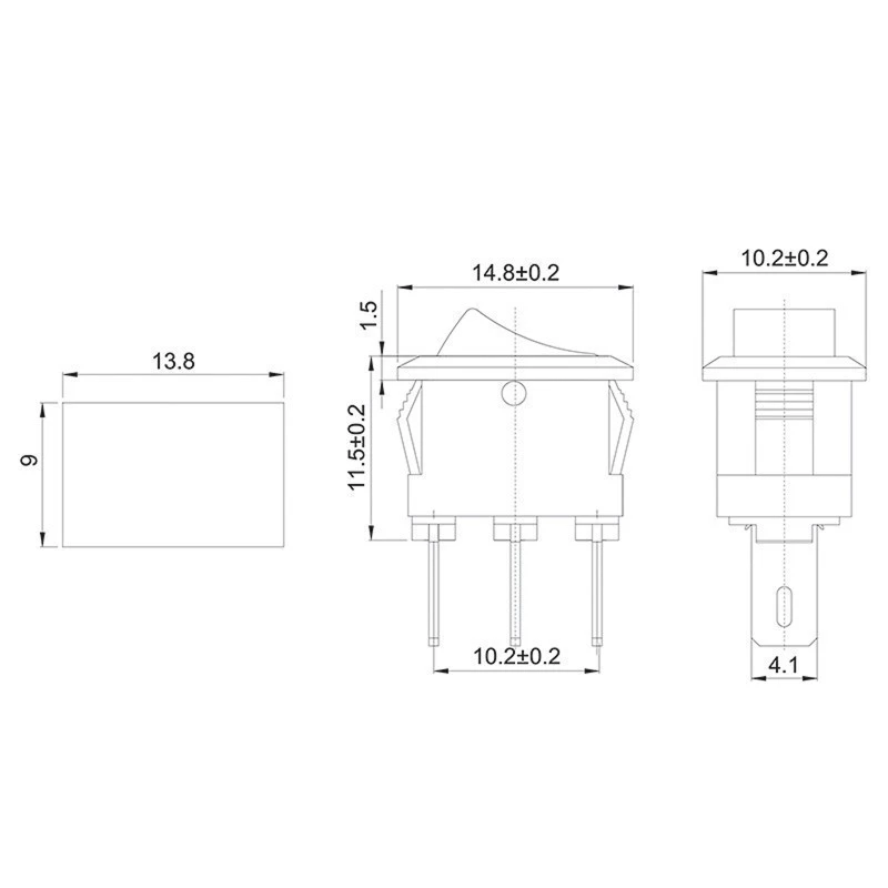 Переключатель клавишный 250V 3А (3с) ON-ON черный Micro (RWB-102) REXANT