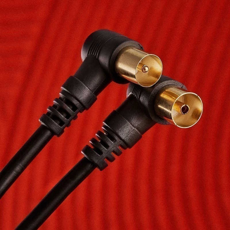 Шнур ТВ гнездо - ТВ штекер, угловой, 1,5м, черный REXANT